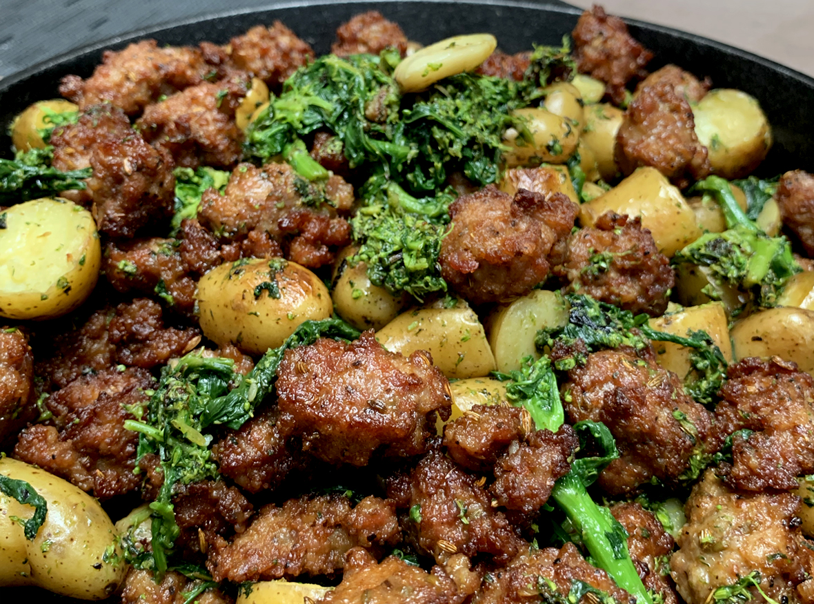 Fennel Sausage & Potatoes with Broccoli Rabe
