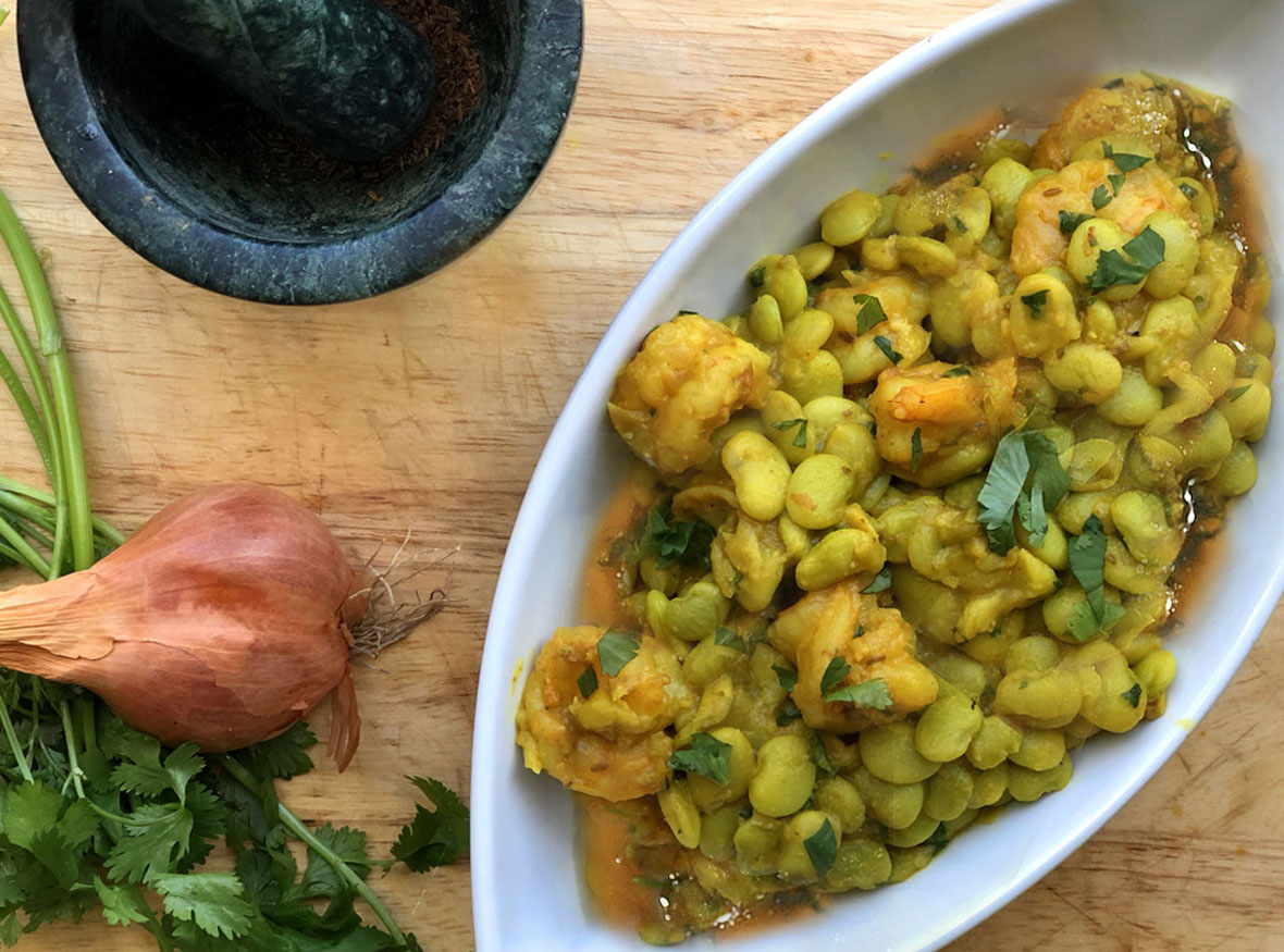 Bengali Style Lima Bean and Shrimp